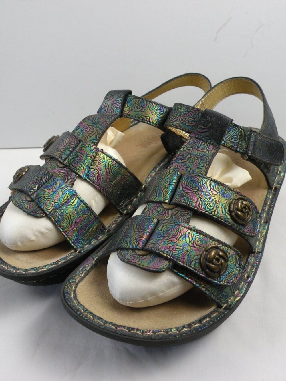 Alegria Kleo Abalone Rose Iridescent Multi-Strap Sandals Sz (39) 9